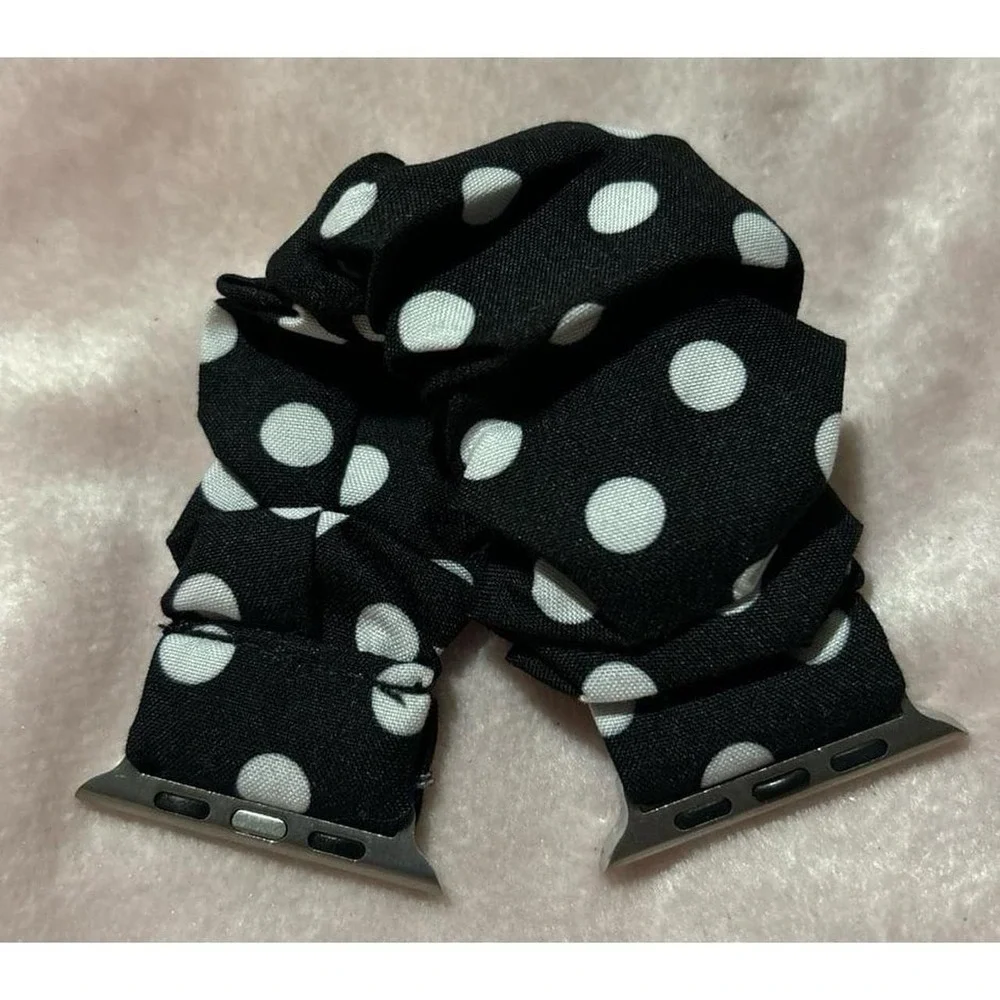 NEW Black & White Polka Dot Scrunchie Band for Apple Watch 42mm/44mm/45mm
